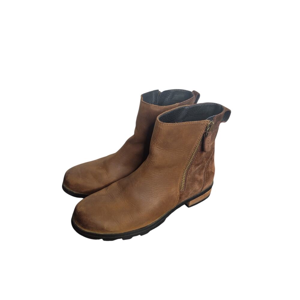 Sorel Emilie Waterproof Leather Ankle Zip Boots Women's 8